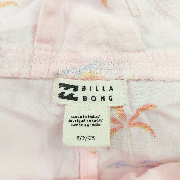 Billabong Romper Overalls Girls Small Soft Pink Palm Print Summer Outdoor Beach - Picture 9 of 12